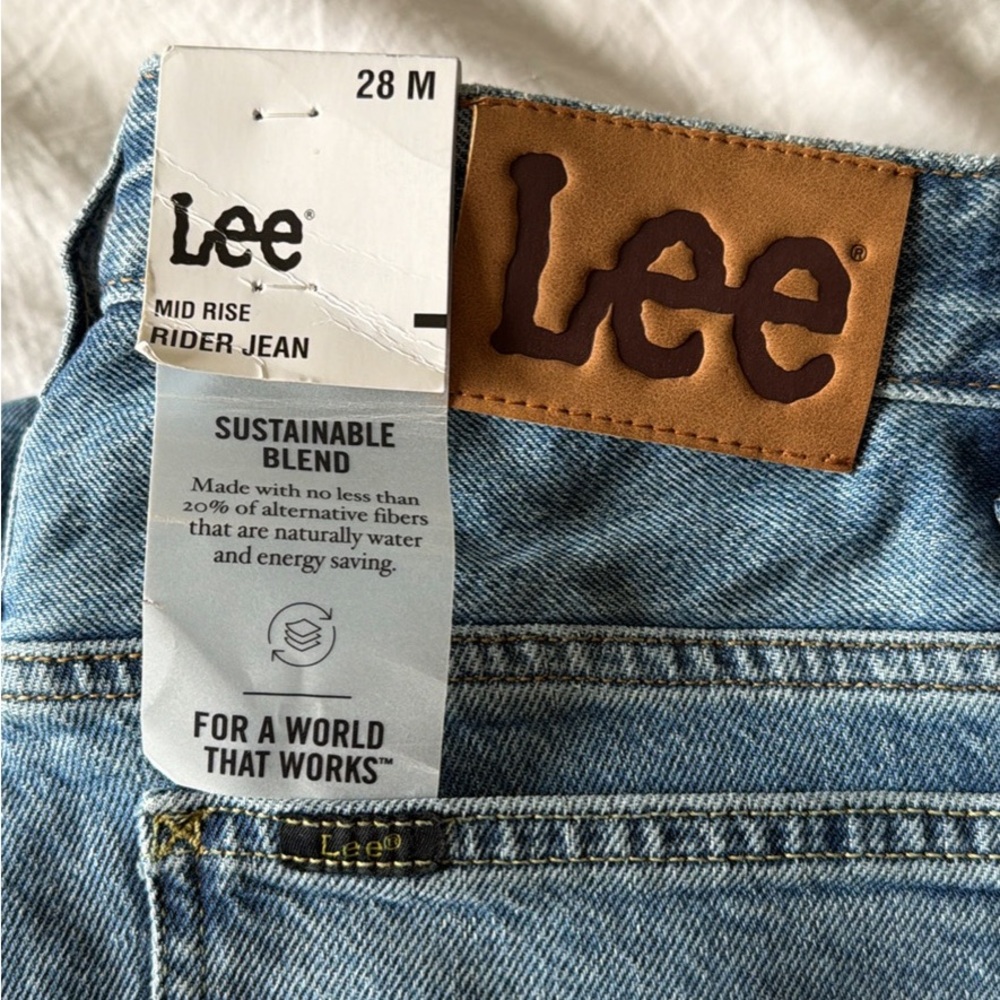 Lee Light Blue Denim Jeans with Brown Leather Patch